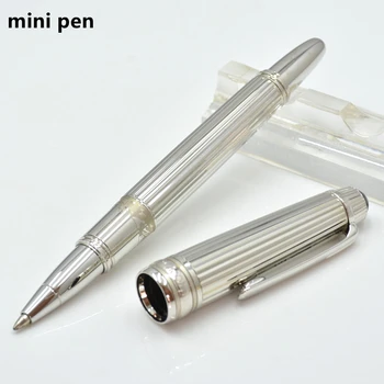 роскошная серебряная шариковая ручка MB mini Roller, канцелярские принадлежности для бизнеса, карманные ручки для записи, подарок