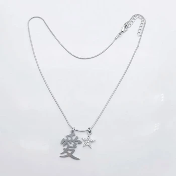 Корейское Китайское слово любви, Маленькое ожерелье из пятиконечной змеиной кости, милое и крутое Ретро, универсальные простые ювелирные изделия Y2k