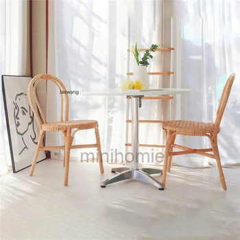 Обеденный стул из ротанга для кухни, для отдыха, Обеденные стулья для помещений с одной спинкой, мебель для дома, Минималистичные стулья со спинкой mc