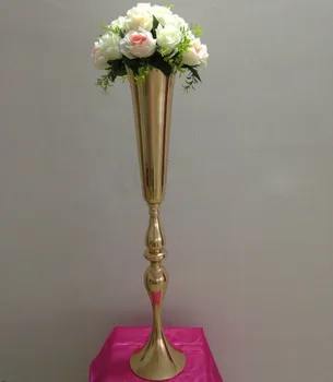 Популярная золотая железная свадебная подставка для цветов, центральная ваза