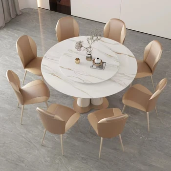 Консольный круглый обеденный стол для маленькой квартиры высокого класса, современный минималистичный итальянский туалетный столик из роскошного мрамора, Столовый сервиз из натурального камня