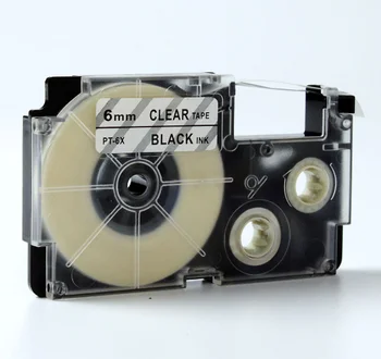 3x6 мм x8 м Черная прозрачная кассета для этикеток XR-6X для производителя этикеток CASIO IEe-111