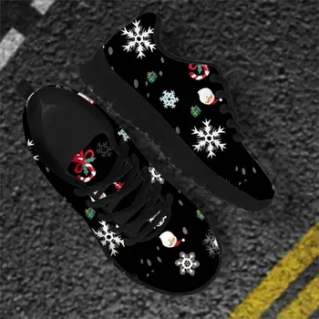 HYCOOL/Женские Кроссовки на шнуровке с рисунком Снеговика/Снежинки из мультфильма HYCOOL, Повседневная комфортная обувь на плоской подошве, Женская Сетчатая обувь, chaussure femme