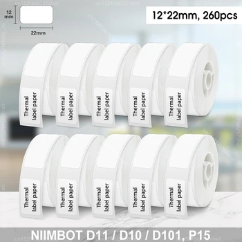 10PK Niimbot D11 Бумага Для Этикеток 12*22 мм Белый Рулон Наклейки для Niimbot D110 D101 D11 Термопринтер Рулон Клейкой Бумаги Водонепроницаемый