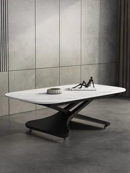 Итальянский минималистичный многофункциональный журнальный столик с подъемной каменной плитой, бытовой чайный столик двойного назначения для маленькой гостиной