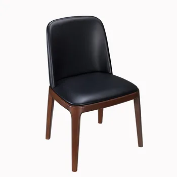 Обеденные стулья из массива дерева в скандинавском стиле, бытовые рестораны, восьмиугольные стулья, коммерческие кожаные художественные мягкие сумки и стулья