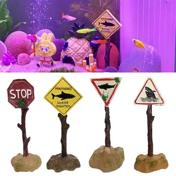 Креативное украшение аквариума из смолы, Предупреждающее о появлении акулы, Аквариумные украшения, дерево, табурет, аксессуары для микроландшафта