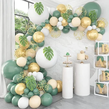 Комплект для арки с зеленой гирляндой из воздушных шаров, свадебные украшения из воздушных шаров, декор для вечеринки по случаю дня рождения мальчика, Сафари в джунглях, вечеринка по случаю дня рождения, Детский душ