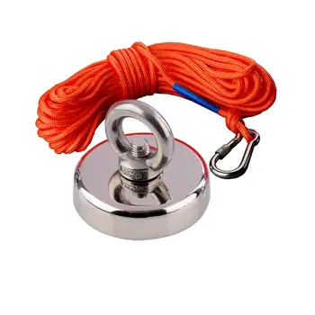 Вертикальный неодимовый магнит для извлечения рыбы весом 80 кг, 10 м Веревка, прочный круглый Магнитный держатель, подъемное кольцо для рым-болта