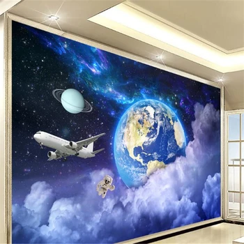 beibehang papel parede Dream Earth Креативное Звездное Пространство Космическая Галактика Астронавт Планета Фоновые обои для стен 3 d