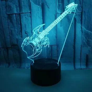 Новый гитарный 3D ночник Красочный сенсорный ночной светильник с дистанционным управлением, светодиодный визуальный подарок, 3D лампа, украшения для Рождественской елки