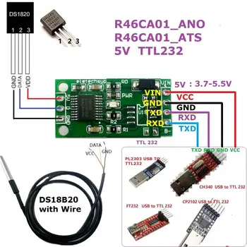 DS18B20 RS485 RS232 TTL Com UART Датчик Измерения температуры Модуль Modbus RTU 5V 12V для Последовательного порта UNO R3 PC PLC MCU