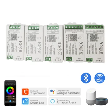 Умный светодиодный Контроллер Tuya WiFi Alexa Google Home Bluetooth Voice CCT RGB RGBW Диммер Светодиодной Ленты IOS Android 2.4G DC12V 24V