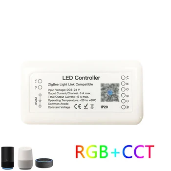 Tuya 3.0 Zigbee Smart 15A RGB/RGBW/RGBCCT/CCT/Диммер DC5-24V Светодиодный Контроллер App Control Alexa Google ДЛЯ 5050 светодиодных лент