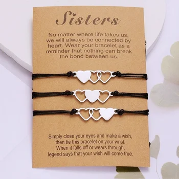 Модный браслет-сердечко для сестер, креативный браслет для хорошего друга из нержавеющей стали, браслет с пожеланиями, украшения для дружбы на день рождения