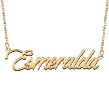 Ожерелье с именем Эсмеральда для женщин, ювелирные изделия из нержавеющей стали, подвеска с именной табличкой золотого цвета, ожерелья-чокеры с буквами Para Mu