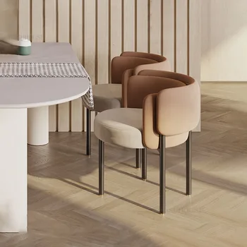 Европейские фланелевые обеденные стулья для кухонной мебели, роскошная столовая, индивидуальное освещение из углеродистой стали, Роскошный обеденный стул