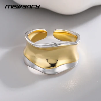 Серебряное кольцо Mewanry Неправильной геометрической формы Для женщин, Новые Модные Минималистичные Украшения для вечеринки по случаю Дня рождения, Аксессуары