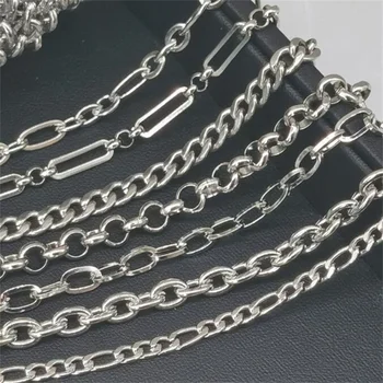 2 м Плоское овальное кабельное ожерелье из нержавеющей стали, цепочки оптом для изготовления ювелирных изделий 
