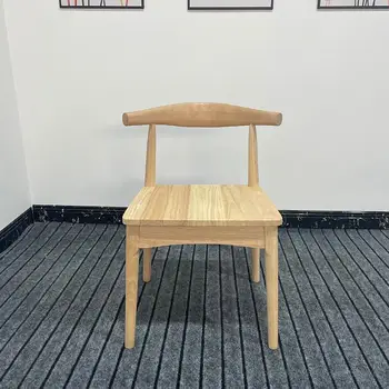 2 комплекта стульев Nordic Horn для кафе, домашнего письменного стола, столовой со спинкой из цельного дерева, обеденного стула из цельного дуба