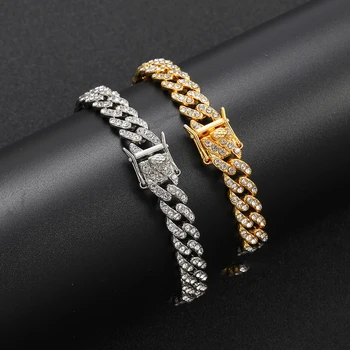 9-миллиметровый хрустальный браслет для мужчин и женщин Allloy Cuban Bracelet Jewelry AB024
