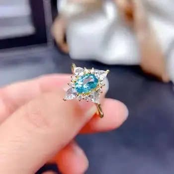 Натуральное высококачественное кольцо с драгоценным камнем в виде капли апатита из стерлингового серебра S925 пробы, изысканные модные Очаровательные ювелирные изделия для женщин MeibaPJFS
