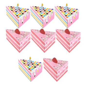 4ШТ Треугольных коробок конфет в форме торта и свечи, Милая коробка для упаковки печенья для детских подарков, подарков на День рождения, свадебных украшений для вечеринок