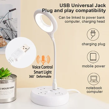 USB-светильник для защиты глаз, интеллектуальное голосовое управление, мини-ночник для спальни, 3 цвета света, лампа для студенческого общежития для гостиной