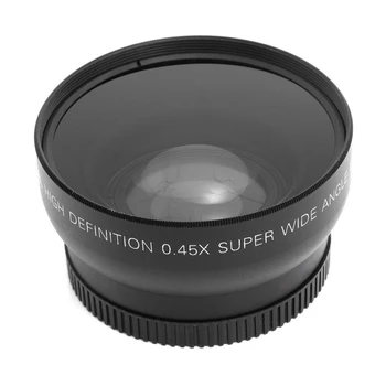 Широкоугольный объектив 58 мм 0.45X с макросъемкой, оптический стеклянный объектив для камеры, прямая поставка