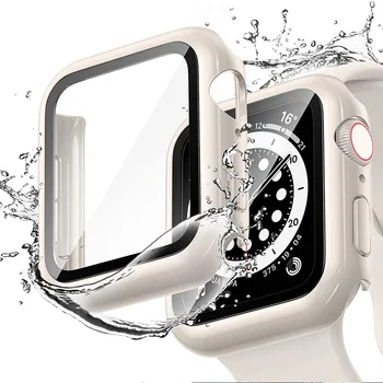 Стекло + Крышка для Apple Watch Case 45 мм 41 мм 44 мм 40 мм 42 мм 38 мм Бампер Закаленный Чехол Защитная Пленка для Экрана Iwatch SE 8 7 6 5 4 3 2