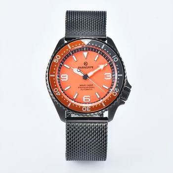 Мужские часы серии PARNSRPE SK007 NH35Movement С супер ярким светящимся циферблатом В Одну треть Серо-оранжевого безеля С автоматическими механическими часами