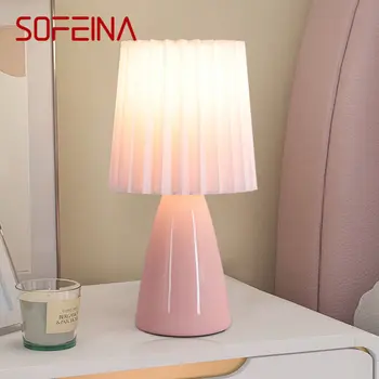 Современная настольная лампа SOFEINA из светодиодной керамики, Креативный розовый настольный светильник, декор для дома, гостиной, спальни, прикроватной тумбочки.