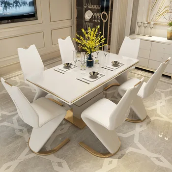 Сочетание обеденного стола и стула в стиле постмодерн, бытовой обеденный стол, легкий роскошный обеденный стол