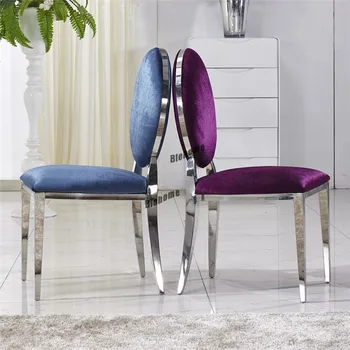 Простой обеденный стул Nordic для кухни Кожаный бархатный свадебный стул Обеденный стул с кожаной спинкой из нержавеющей стали Мебель для дома