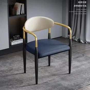 Металлический Бархатный обеденный стул Современный бар Офисное седло Кожаный обеденный стул Nordic Luxury Sillas De Comedor Итальянская мебель