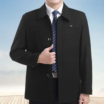 Куртки среднего и пожилого возраста, мужская куртка на пуговицах с карманами на весну и осень, деловые повседневные свободные пальто, верхняя одежда Q499