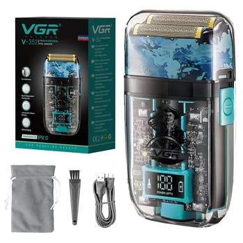 Оригинальная электробритва VGR Wet Dry для мужчин, для бороды и волос, перезаряжаемая Электрическая бритва для лица, станок для бритья лысой головы, литиевый