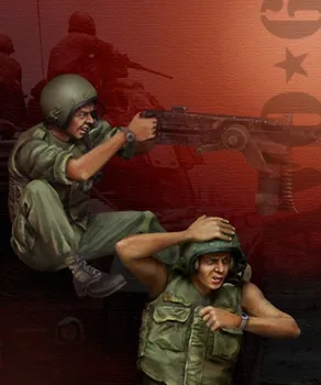Война во Вьетнаме в масштабе 1/35 солдат-пулемет США 2 человека миниатюры Набор моделей из смолы фигурка Бесплатная Доставка