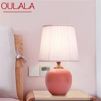 Настольная лампа SAMAN Touch с диммером, Керамическая Розовая настольная лампа, современное украшение для дома, спальни