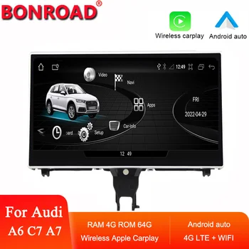 Bonroad Android 11 Автомобильный Мультимедийный Радио Стерео Для Audi A6 C7 A7 2012-2018 Сенсорный Экран Google GPS Беспроводной Carplay Автоматический Монитор