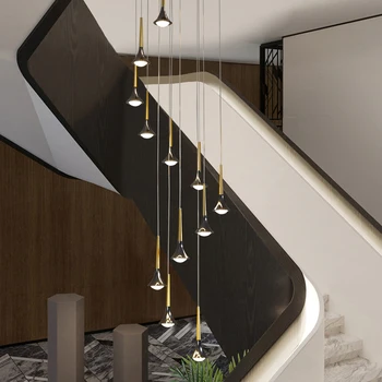 Люстра для лестницы в форме рога, современный модный дизайнерский светильник для гостиной, простая столовая, спальня, удлиненная люстра