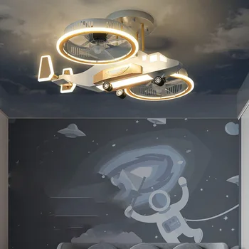 Детские декоративные светодиодные потолочные светильники, люстра, вентилятор, потолочный вентилятор в спальне со светодиодной подсветкой и управлением, потолочные вентиляторы со светильником