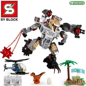 Творческий динозавр SY BLOCK, модели мира парка животных, строительные игрушечные блоки, сделай сам, кирпичи, развивающие для детей, подарки для мальчиков