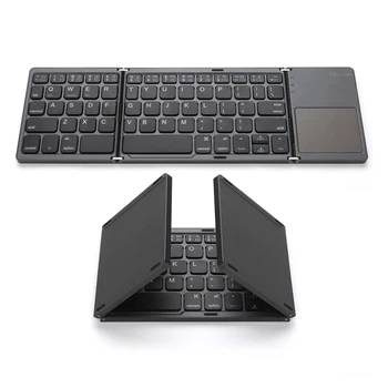 Складная беспроводная клавиатура BT карманного размера Портативная мини беспроводная клавиатура BT с тачпадом для ПК с Android и Windows, планшет, черный