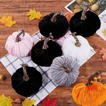 Искусственные тыквы из искусственного бархата тыква Хэллоуин, День Благодарения украшение, тыква игрушка для праздника Осенний подарок