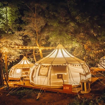 4 М 5 М 6 м туристический открытый кемпинг роскошная юрта холст хлопок Оксфорд палатка lotus палатка bell для семейного кемпинга на открытом воздухе