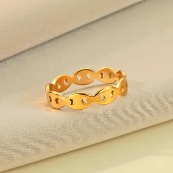 Кольца с полумесяцем из нержавеющей стали QIMING для женщин, обручальное кольцо, подарок на день рождения