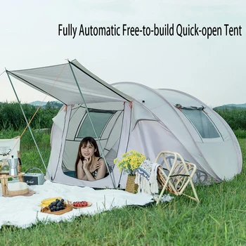 Полностью автоматическая палатка для кемпинга на открытом воздухе в помещении, Быстрораскрывающаяся вручную, Утолщенная палатка для кемпинга с ветрозащитным непромокаемым солнцезащитным кремом