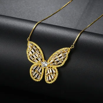 Эстетическое колье-удавка для женщин, ожерелье с подвеской-бабочкой Iced Out, цепочка на шею, ювелирные изделия золотого цвета для девочек в корейском стиле Оптом N138