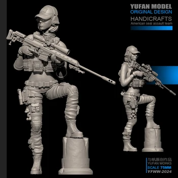 Модель YUFan 1/24 Женщина-снайпер-солдат из смолы в сборе (75 мм) YFWW-2024
